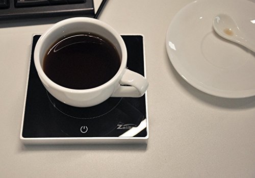 Zoiibuy Calentador de Mug 220V ，Calentador del café del USB ，Tesoro termostático ，Taza Térmica de Vidrio Impermeable con Placa térmica eléctrica