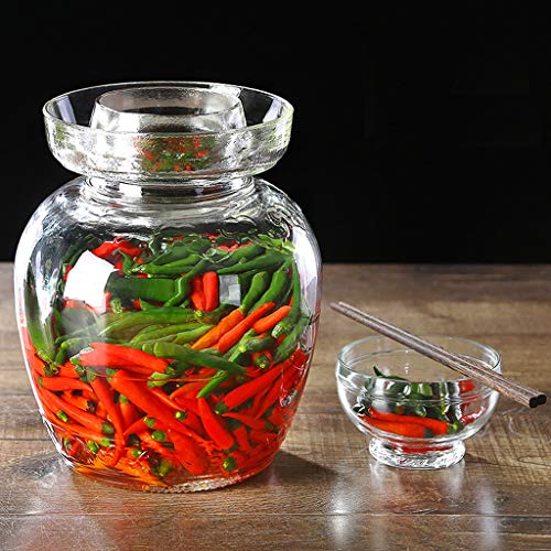Zsail Vidrio Tradicional Botes de Fermentación Kimchi, Gran Capacidad Frascos de Vidrio Sellados, Cocina Hogar Recipientes de Cristal para Alimentos Transparentes (Color : 1.5L)