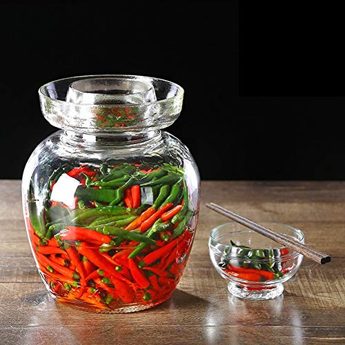 Zsail Vidrio Tradicional Botes de Fermentación Kimchi, Gran Capacidad Frascos de Vidrio Sellados, Cocina Hogar Recipientes de Cristal para Alimentos Transparentes (Color : 1.5L)