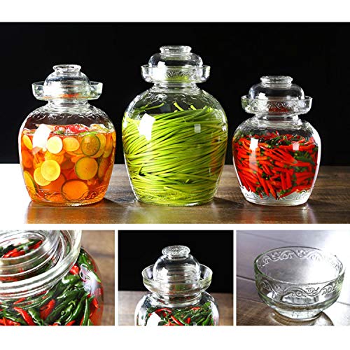 Zsail Vidrio Tradicional Botes de Fermentación Kimchi, Gran Capacidad Frascos de Vidrio Sellados, Cocina Hogar Recipientes de Cristal para Alimentos Transparentes (Color : 1.5L)