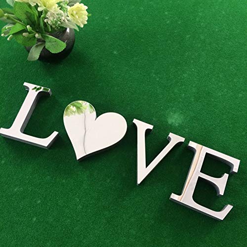 ZunBo Letras Love - Adhesivo decorativo para pared con efecto espejo