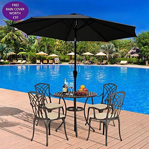 ZXYY Jardín 2.7m Paraguas Colgante Banana Garden Patio Sombrilla Octagonal para el Sol para jardín Hotel Market Saloon Lado de la Piscina Playa Exterior Negro