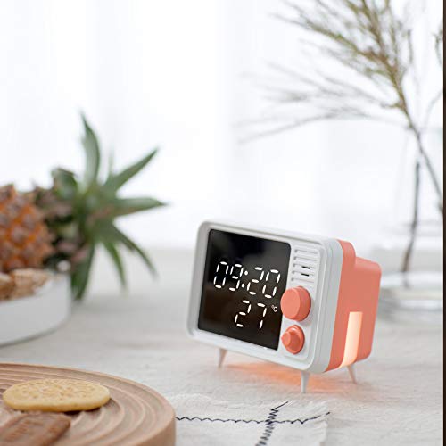 ZYC-WF Reloj de Alarma de TV Retro InduccióN Mesita de Noche LáMpara de Mesa Reloj Puede Grabar Mensajes Altavoz InaláMbrico Bluetooth Luz de la Cama de Noche en la Cama de la Habit