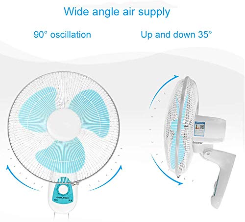 ZYLHC Inicio de Negocios de 18 Pulgadas montado en la Pared Aficionados con la Cuerda del tirón, inclinación Ajustable de refrigeración Pared Fan con 3 Velocidad / 90 ° Oscilación/for el hogar/Ind