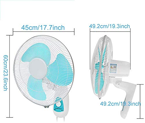 ZYLHC Inicio de Negocios de 18 Pulgadas montado en la Pared Aficionados con la Cuerda del tirón, inclinación Ajustable de refrigeración Pared Fan con 3 Velocidad / 90 ° Oscilación/for el hogar/Ind