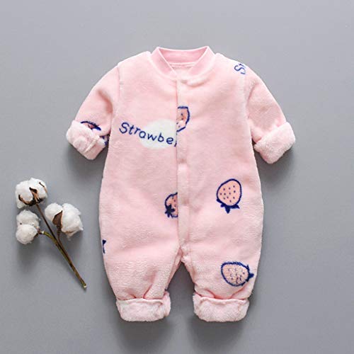 0-18 Meses Ropa De Bebe Manga Larga Mezcla De AlgodóN Mono Mameluco Pijama De Peluche Suave Confortable Abrigo Grueso Chaqueta Abrigada FáCil De Poner Y Quitar Ropa Original (Rosado,12-18 meses/90)