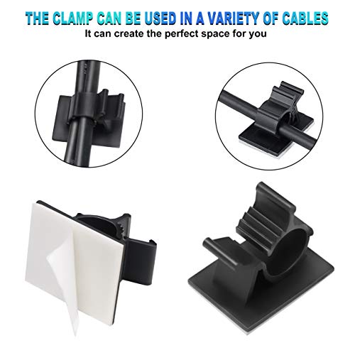 100 Clips Sujeta Cables, Clips de Cable Ajustable, Nylon Cable Abrazadera de Alambre Organizador, Se puede utilizar para PC/TV/cocina/oficina/coche, Equipado con raspador y paño de limpieza