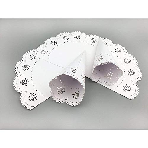 100PCS Conos Papel Arroz Boda Blanco Cucuruchos Petalos Confeti Decoración Boda - Equipado Cinta Adhesiva Doble (Blanco, 100)