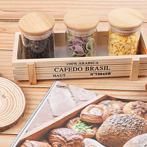 12 tarros de cristal para especias de 100 ml de CDWERD, con tapa de madera de bambú de alta calidad y 100 pegatinas cuadradas vacías para guardar teteras y especias