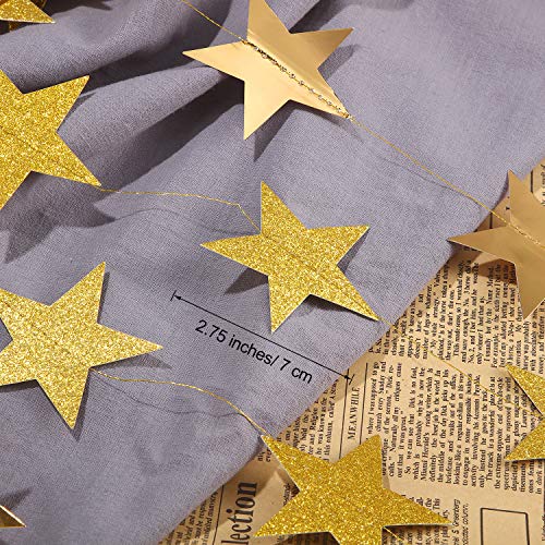 184 Pies Guirnalda de Papel de Estrella Guirnalda de Banderines de Estrellas Brillantes 14 Guirnalda de Estrellas Decoración Colgantes para Boda Cumpleaños Fiesta Navidad, Dorado y Dorado Brillante