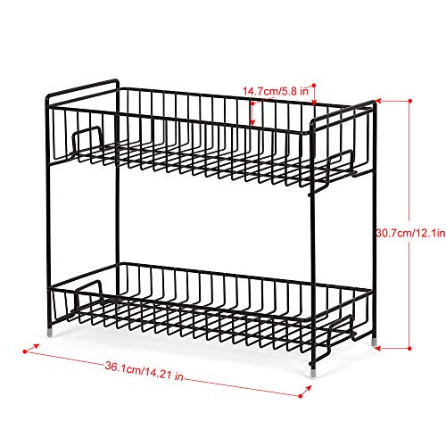 2 Niveles Especiero - Estantería Organizador de Encimera para Especias/Hierbas, Condimentos, Jabones, Botelas, Frascos - negro