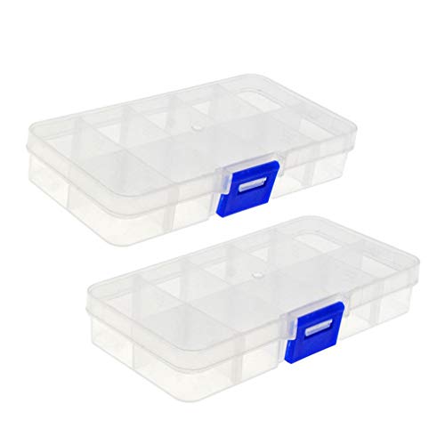 2 PCS Transparente 10 Rejillas Plastico Caja de Almacenaje Organizador de Divisores Ajustables Talón Pendientes Anillos Collar Contenedor de Almacenamiento Cajas para Joyas por SamGreatWorld