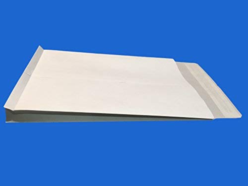 25 Bolso blanco sobre tiene fuelle C4 A4 229 x 324 + 30 mm blanco 120 g de papel de cierre grande cinta capacidad