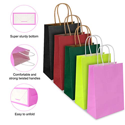 30 piezas Bolsas Papel 21 * 15 * 8CM,Bolsas de Papel Negro,Bolsas de Papel con Asas,Bolsas Papel Kraft,Bolsas Regalo(Espesar 130gsm)