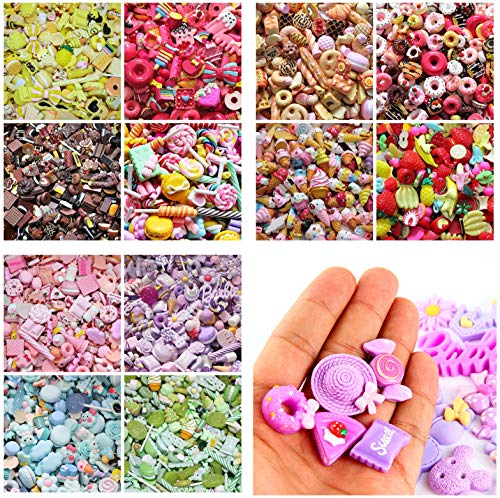 30 piezas bonitos abalorios de resina para dulces, fruta, postre, helado, eslabones de resina, botones planos, accesorios para álbumes de recortes, decoración del teléfono móvil, 10mm-25mm