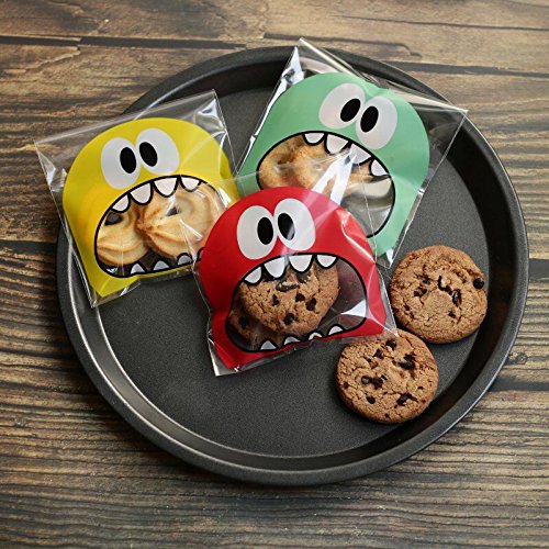 300pcs Bolsa de Caramelo Cajas de Tartas Cookie Panadería Biscuit Feliz Navidad Regalo Plástico (Big mouth)