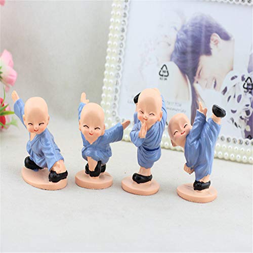 4 piezas de adorno de resina para niños con diseño de monje pequeño Shaolin Kungfu