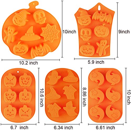5 piezas de moldes de silicona para hornear de Halloween calabaza fantasma murciélago calavera fantasma moldes de silicona para dulces en forma