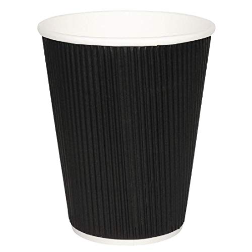 500 x negro martillo de desechables de pared fiesta taza caliente Ripple Take Away viaje