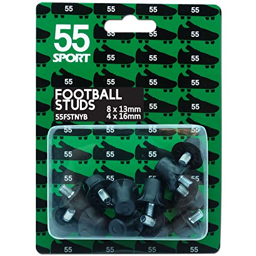 55 Sport Pack de 12 Tacos de fútbol - Negro - 8x13 + 4x16 mm