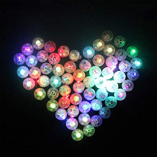 60 Piezas LED Lámpara Globo,Mini LED Bombillas Luz,Redonda Pelota LED Globo Luces,Flash Luces LED de Decoración Globo Linterna para Cumpleaños, Boda, Navidad, Halloween,Fiesta (Vistoso)