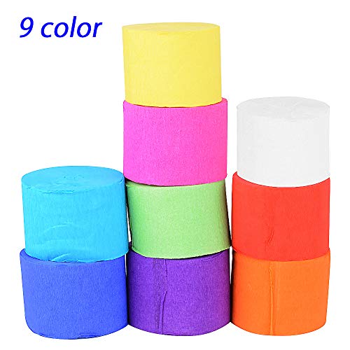 9 Rollos Papel Crepé Cintas Papel Pinocho 9 Colores para Flores Manualidades Adornos Decoración Boda Fiesta Infantil Cumpleaños