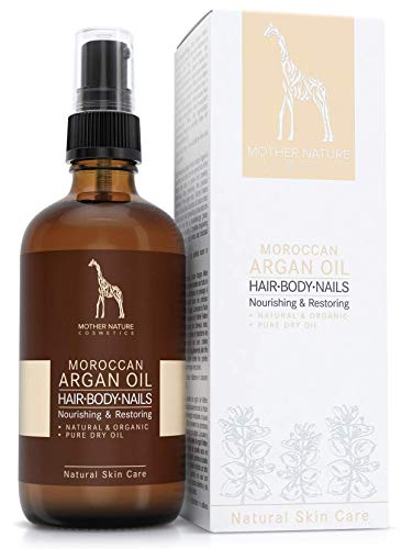 Aceite de Argán BIO - 100% PURO - PRENSADO EN FRIO - VEGANO - Nueces de Argán Recogidas a Mano - 100ml de Producto Natural Clásico para Cabello, Piel y Uñas