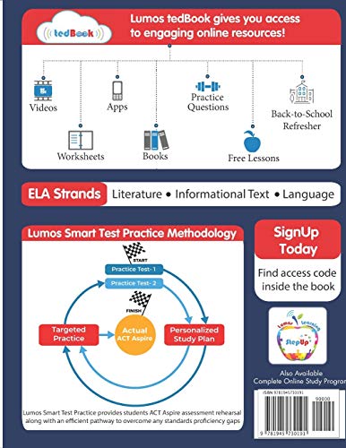 ACT Aspire Test Prep: Grade 4 English Language Arts Literacy (ELA) Practice Workbook and Full-length Online Assessments: ACT Aspire Study Guide