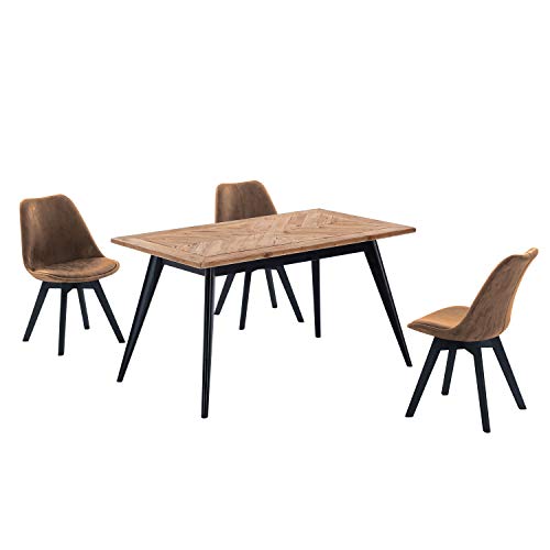 Adec -  Pixie, Mesa de Comedor, Mesa de Salon o Cocina, Acabado en Pino Reciclado y Patas de Madera en Color Negro, Medidas: 140 cm (Largo) x 80 cm (Alto) x 76 cm (Fondo)