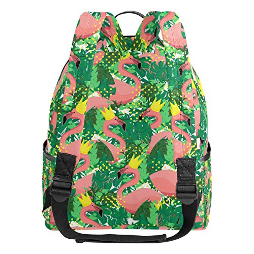 Ahomy Mochila Escolar Acuarela Flamenco Corona Hojas Mochila de Hombro para niñas niños