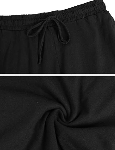 Aibrou 100% Algodón Pantalones Deportivos para Mujer Pantalones de Pijama Largos Primavera Verano Pantalón de Chándal con Bolsilpara Gimnasio Deportes Correr Entrenamiento Jogging
