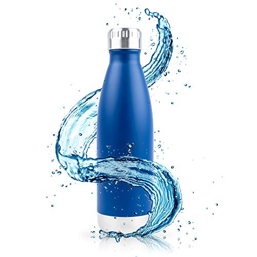 Aislado Botella Gimnasio, Termica Botella de agua acero inoxidable 0,75L (750ml) 0,5L (500ml) - Duración garantía, para niños, deporte y bicicleta, sin Logotipos, sin BPA, con Tapa de madera de bambú