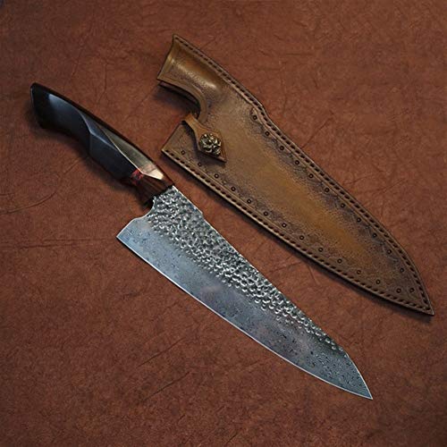 Alta calidad Damasco cocinero cuchillo de acero de ébano VG10 de la manija Gyuto cuchillo de acero inoxidable cuchillos de cocina utensilios de cocina con la envoltura Cuchillo cocina