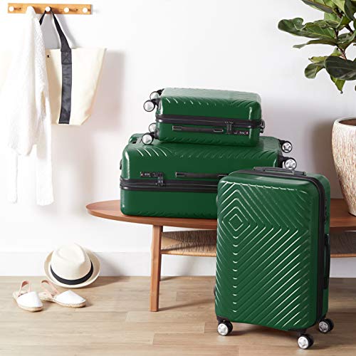 AmazonBasics - Equipaje geométrico básico Juego de 3 piezas (55 cm, 68 cm, 78 cm), Verde