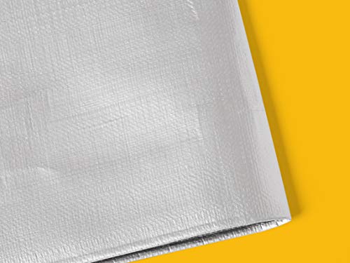 AmazonCommercial - Lona impermeable de poliéster multiusos, 1,8 x 2,5 m, 0,4 mm de espesor, plateado y negro, pack de 4 unidades