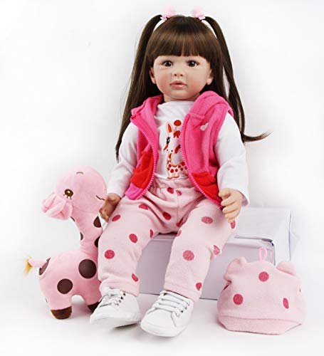 antboat 24 Pulgadas 60 cm Muñecas Reborn Bebé Niña Silicona Blanda Vinilo Hecho a Mano Juguetes para Recién Nacidos Boca Magnética Bebe Reborn Dolls