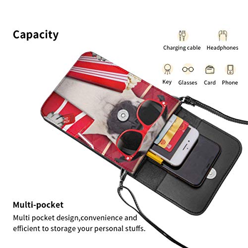 AOOEDM monedero para teléfono móvil, divertido perro para ver películas, palomitas de maíz, cartera para refrescos, bolsos cruzados para mujer, bolso de hombro ligero