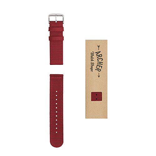 Archer Watch Straps | Repuesto de Correa de Reloj de Nailon para Hombre y Mujer, Correa Fácil de Abrochar para Relojes y Smartwatch | Rojo, 18mm