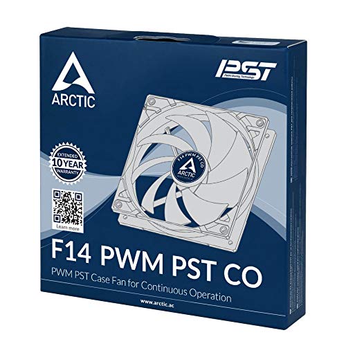 ARCTIC F14 PWM PST CO – 140 mm Ventilador de Caja para CPU con PWM Sharing Technology (PST), Motor Muy Silencioso con Funcionamiento Continuo, Computadora, 200-1350 RPM – Gris