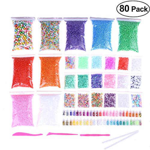 Artibetter 80pcs Slime Supplies Kit Slime Beads Slime Charms Foam Beads Glitter Slime Herramientas para DIY