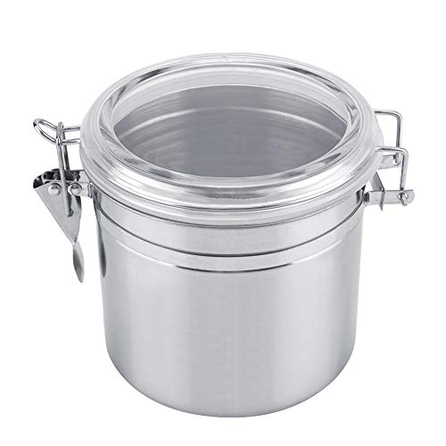 ASHATA Botes Cocina Hermético,Contenedor de Café de Acero Inoxidable, Food Storage Container con Tapa Transparente para Coffee,Té,azúcar,Frijoles,Nueces,etc.(M (1100ml))