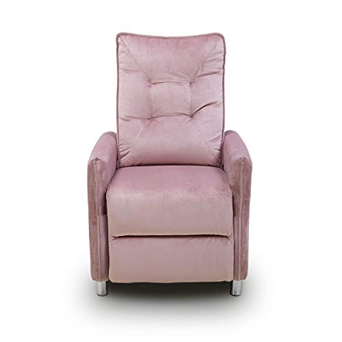 Astan Hogar Sillón Relax con Reclinación Manual, Tapizado en Terciopelo, Modelo Lui AH-AR30800RS, Rosa,