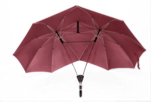 Aumentar el paraguas del marido y de la esposa paraguas doble Paraguas del paraguas de la madre paraguas Parasol largo del paraguas de la manija Parasol asoleado ( Color : Vino rojo )