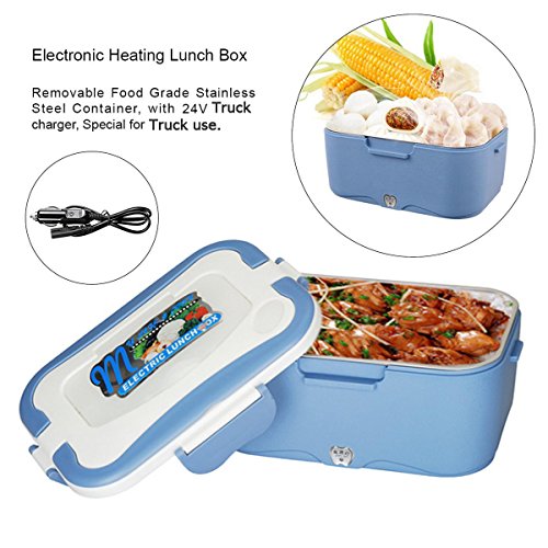 AUTOPkio Caja de Almuerzo Eléctrica de Camión, Calentadores Eléctricos Portátiles, 24V 35W Calentador de Alimentos Para Camión Caja de Almuerzo de Conductor 1.5L Calefacción de Recipiente Bento