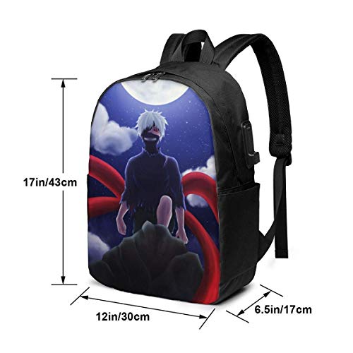 BAGGNICE Mochilas tipo casual Mochilas de marcha Tokyo Ghoul 17" Bookbag Daypack Laptop Bag Backpack School Bag with Charging Port