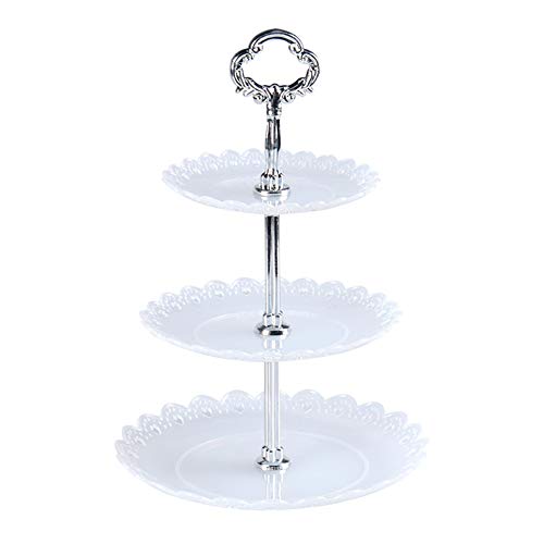 Bandeja de acrílico de 3 niveles para banquete de bodas Torta de árbol de cupcake Soporte de exhibición de palo de mayo 1 pc/paquete (3 niveles de ronda con base