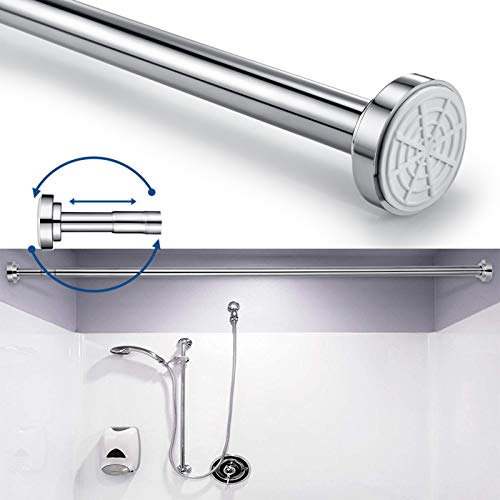 Barra de Cortina de Ducha, SimpleHome Barra Telescópica Extensible Sin Taladrar en Acero Inoxidable, Sin óxido y Antideslizante, para Baño, Cocina, Armario (150-260CM)