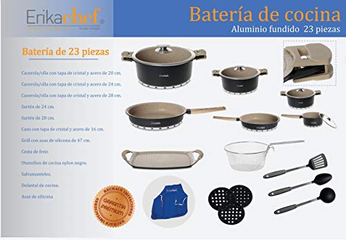 Bateria de Cocina 23 Piezas ErikaChef - Granito Natural Deluxe