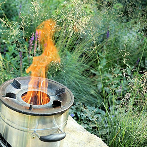 BBQ-Toro Estufa Cohete Rakete # 3 | Horno Cocina Cohete de Acero Inoxidable para Horno Holandés, Sartenes de Parrilla y Mucho más | + Ventilador de refrigeración USB