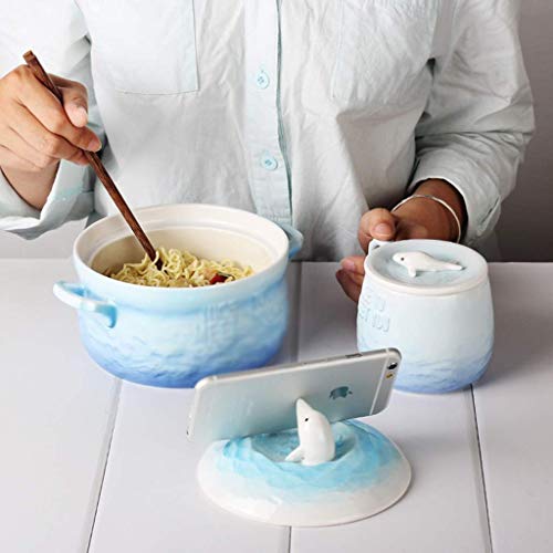 Bcanju Tazón Sopa Ensalada Menaje Vajilla Cubierto Ramen Residencia estudiantil Gran capacidad 850 ml Regalo perfecto,Azul,15,4 cm * 8 cm